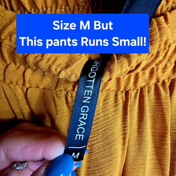 Mustard Yellow Wide Boho SzM, Runs Sm! Pls See Pics Embroidered 3D allover pants - Picture 2 of 16